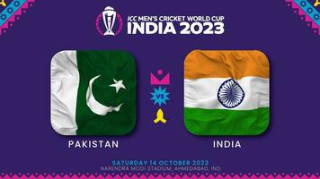 pakistan mot Indien match i icc herr- cricket världscupen Indien 2023, intro video, 3d tolkning video