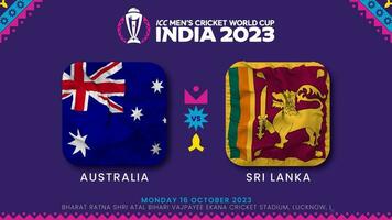 Australien mot sri lanka match i icc herr- cricket världscupen Indien 2023, intro video, 3d tolkning video