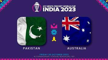 Pakistán vs Australia partido en icc de los hombres Grillo Copa Mundial India 2023, introducción video, 3d representación video