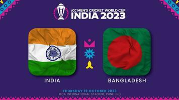 Indië vs Bangladesh bij elkaar passen in icc Mannen krekel wereldbeker Indië 2023, intro video, 3d renderen video