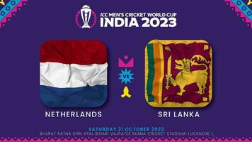 nederländerna mot sri lanka match i icc herr- cricket världscupen Indien 2023, intro video, 3d tolkning video