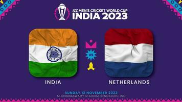 Indien mot Nederländerna match i icc herr- cricket världscupen Indien 2023, intro video, 3d tolkning video