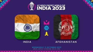 India vs Afganistán partido en icc de los hombres Grillo Copa Mundial India 2023, introducción video, 3d representación video