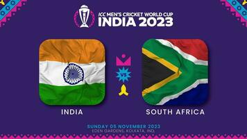 Indien mot söder afrika match i icc herr- cricket världscupen Indien 2023, intro video, 3d tolkning video