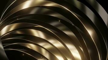 cirkels meetkundig streep goud luxe achtergrond met deeltjes gloeiend, 4k resolutie video