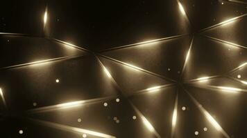 Abstract gold neon light background. triangle form, glowing line, 4k resoltion video