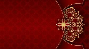 Red background with ornamental mandala vector