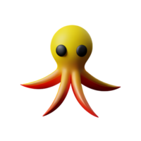 octopus 3d rendering icon illustration png