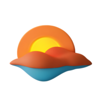 sunset 3d rendering icon illustration png