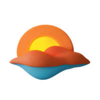 puesta de sol 3d representación icono ilustración png