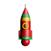 christmas 3d rocket with fireworks illustration png