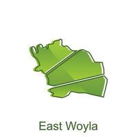 mapa ciudad de este woyla vector diseño plantilla, Indonesia mapa con estados y moderno redondo formas
