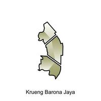 mapa ciudad de krueng barón jaya vector diseño plantilla, Indonesia mapa con estados y moderno redondo formas