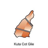 map City of Kuta Cot Glie vector design template, Indonesia Map with states and modern round shapes