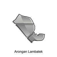 mapa ciudad de arongan lambalek vector diseño plantilla, Indonesia mapa con estados y moderno redondo formas