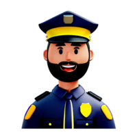 police face 3d rendering icon illustration png