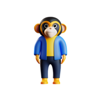 monkey 3d rendering icon illustration png