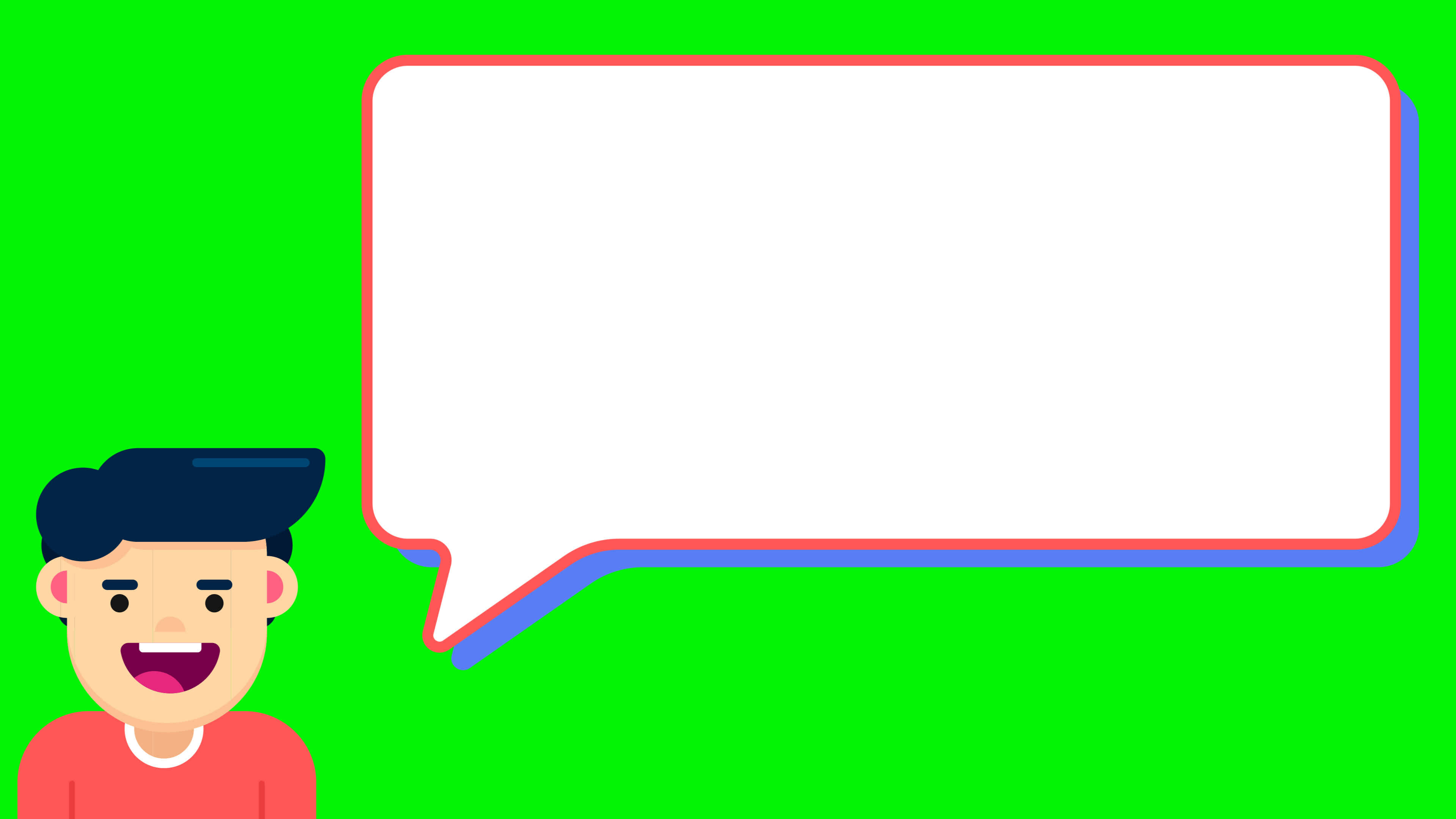Facial Animation for Narration. Male Character Speaking, Speech Bubble
