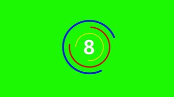 countdown 10 to 0 with colorful circle and transparent background video