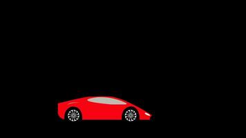 Generic luxury red sports car 3d animation moving slowly with transparent background video