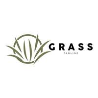 Green Grass Logo Design, Farm Landscape Illustration, Natural Scenery Vector