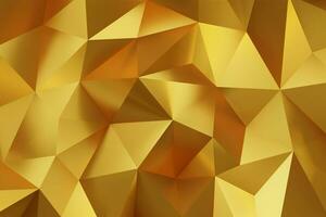 Abstract geometric gold color background, polygon, low poly pattern. 3d render illustration. photo