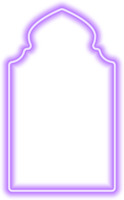 Ramadan islamico telaio. neon arco forma. musulmano porta e finestra. arabo luminosa modello. png