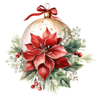 Watercolor Christmas tree decoration isolated on transparent background. AI Generative png