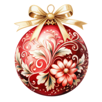 Watercolor Christmas tree decoration isolated on transparent background. AI Generative png