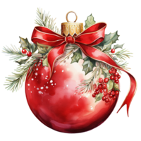 Watercolor Christmas tree decoration isolated on transparent background. AI Generative png