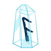 Linie Kunst Kristall mit Rune ansuz. heilend transparent Heilung Quarz. Blau klar hell Juwel. Magie Stein png