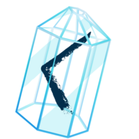 Line Art Crystal with Rune Kenaz. Curative Transparent Healing Quartz. Blue Clear Bright Gem. Magic Stone png