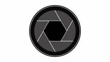 Digital animation of camera shutter or aperture opening and closing 4k. Transitions or intro or outro. Diaphragm blades of the fixed lens video