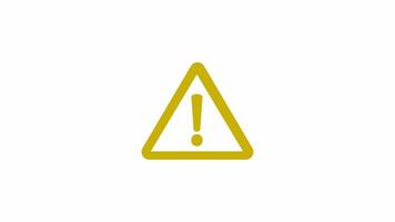 Blinking Yellow triangle Warning symbol loop animation footage on transparent background. 2d 4k video, Alert warning sign, Danger, cyber attack and computer security video