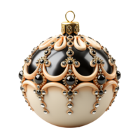 3d Luxus Weiß Weihnachten Ball dekoriert mit Gold. ai generativ png