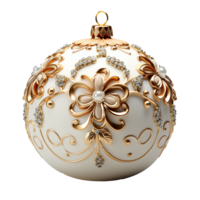 3d luxury White Christmas ball decorated with gold png