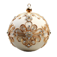 3d luxo branco Natal bola decorado com ouro png