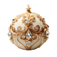 3d luxury White Christmas ball decorated with gold png