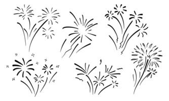 hand drawn of doodle firework, explosion set. doodle design element. vector illustration