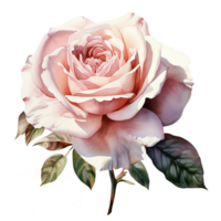 Pink watercolor rose flower. AI Generative Pro PNG