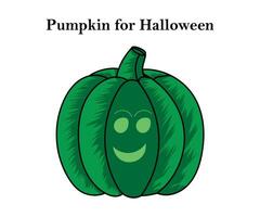 Pumpkin for Halloween and Thanksgiving for green color design with vector illustration