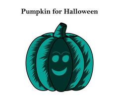 Pumpkin for Halloween and Thanksgiving for teal color design with vector illustration