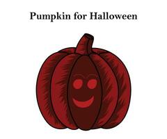 Pumpkin for Halloween and Thanksgiving for maroon color design with vector illustration