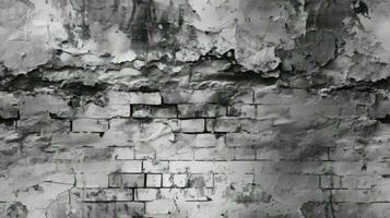 Old black white brick wall background, abstract texture pattern backdrop , Generative AI illustration photo