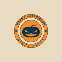 pumpkin halloween logo vintage with emblem vector illustration design
