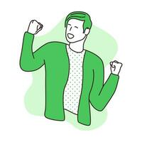 Happy and excited young business man celebrating victory expressing success flat style Illustration vector