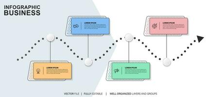 Business infographic template. Thin line design label with icon and 4 options, steps or processes. vector