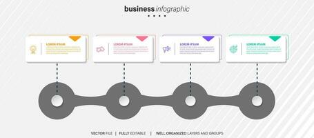 Business infographic template. Thin line design label with icon and 4 options, steps or processes. vector