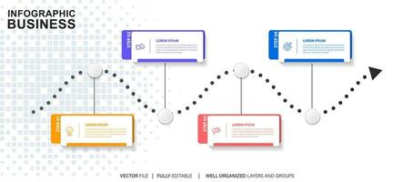 Timeline infographic thin line design with icons. Template for graph, diagram, presentations. Business concept with 4 options. Vector illustration.