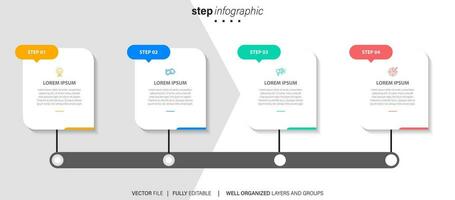 Timeline infographic thin line design with icons. Template for graph, diagram, presentations. Business concept with 4 options. Vector illustration.